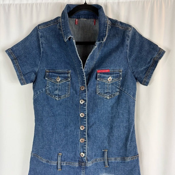Hot Kiss stretchy denim dress with front buttons 2000’s Style - Picture 3 of 13